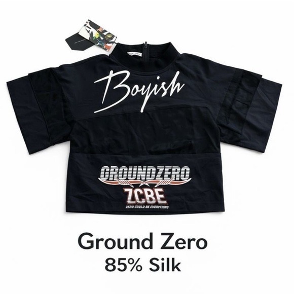 Ground Zero Tops - NWT Silk Moto Inspired Couture top tee shirt by Ground Zero